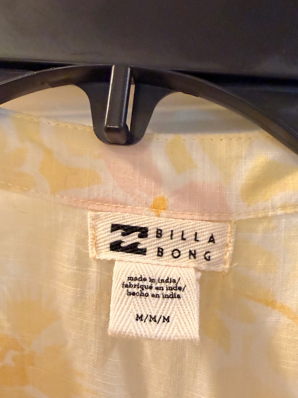 Billabong Pale Yellow & White Cotton Floral Shirt - Picture 6 of 12